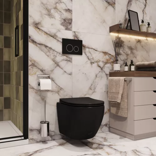 Унитаз Ceruttispa TICINO Aria MB CT8918 подвесной безободковый черный матовый, изображение 2