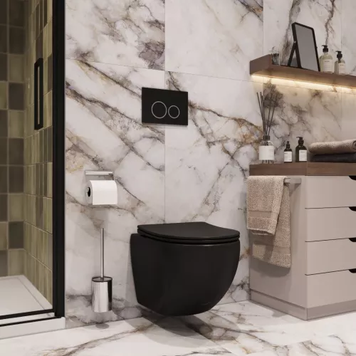 Унитаз Ceruttispa SELLA Aria MB CT9160 подвесной безободковый черный матовый