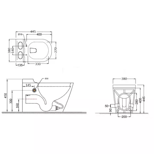 Унитаз  Ceruttispa CT10198  SELLA Pulse приставной с функцией импульсного смыва, безободковый, Выбрать цвет: Белый, изображение 7