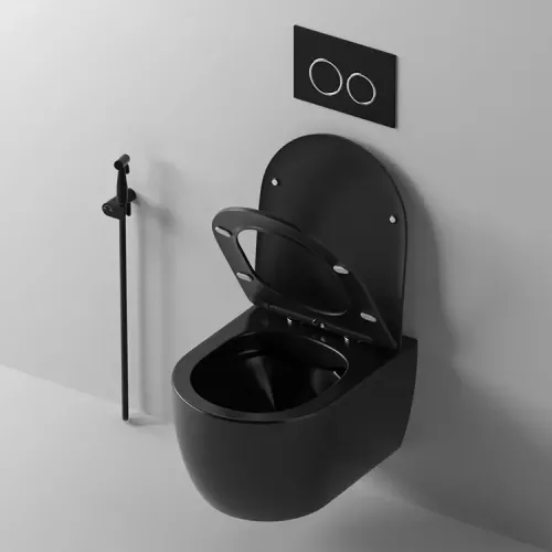 Унитаз  Ceruttispa  OGLIO Aria MB CT9239  подвесной безободковый черный матовый, изображение 3