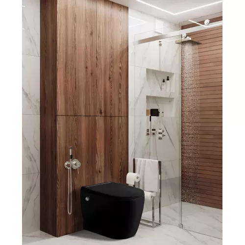 Унитаз Ceruttispa CT10199 SELLA Pulse MB приставной с функцией импульсного смыва, безободковый, чёрный матовый, Выбрать цвет: Черный матовый, изображение 2