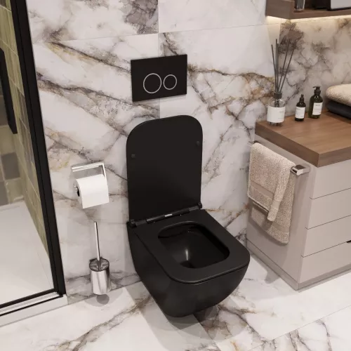 УнитазCeruttispa  MIMI Aria MB CT8920 подвесной безободковый черный матовый, изображение 2