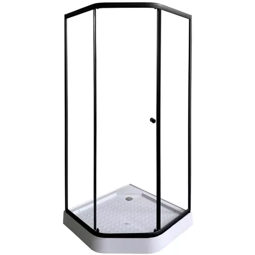 Душевой  уголок ZEP91B  PARLY 90х90 с поддоном, Цвет стекла: прозрачное, Цвет профиля: Черный, Выбрать размер: 90х90, изображение 2