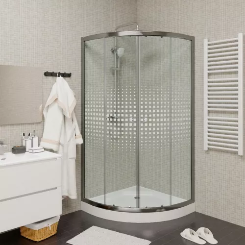 Душевой  уголок Z9111 PARLY с поддоном (90х90х193), Цвет стекла: с рисунком, Высота поддона: Низкий, Цвет профиля: Хром, Выбрать размер: 90х90