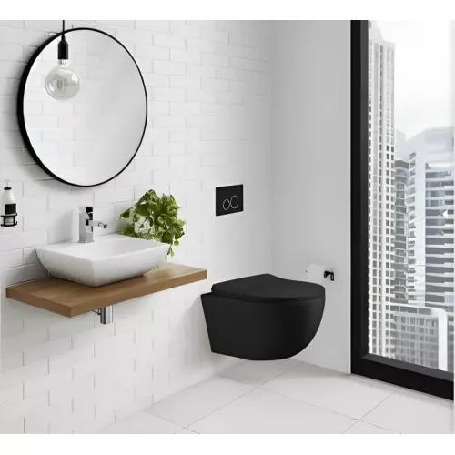 Унитаз Ceruttispa CT10017 ORLTER Aria MBF подвесной безободковый, черный матовый, изображение 2