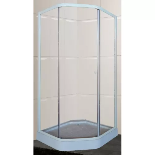 Душевой  уголок ZEP91  PARLY с поддоном (90х90х197), Цвет стекла: прозрачное, Цвет профиля: Белый, Выбрать размер: 90х90, изображение 2