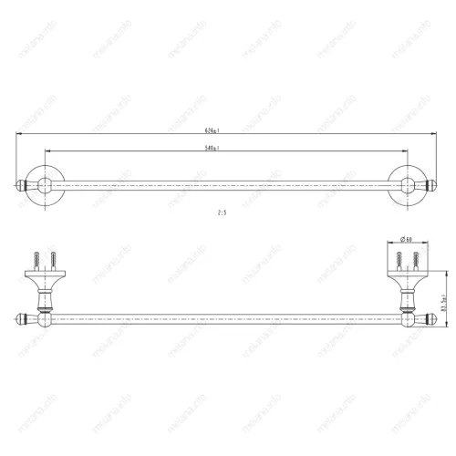 Штанга для полотенец MELANA золото MLN-821001, изображение 2