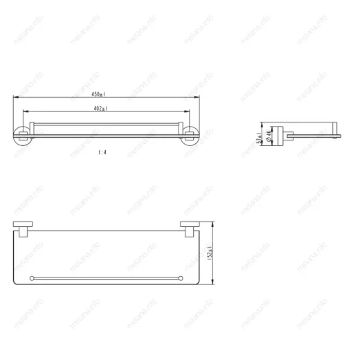 Полка стеклянная MELANA сатин хром MLN-861004, изображение 2