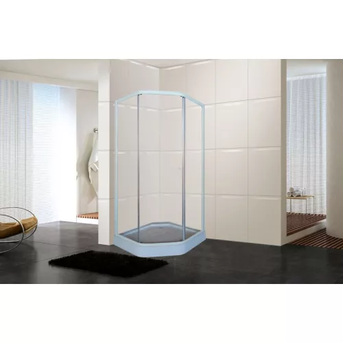 Душевой  уголок ZEP91  PARLY с поддоном (90х90х197), Цвет стекла: прозрачное, Цвет профиля: Белый, Выбрать размер: 90х90, изображение 3