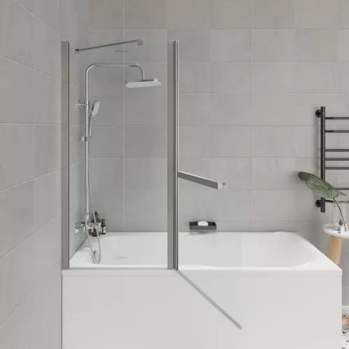 Шторка на ванну  F03 PARLY, Цвет стекла: прозрачное, Цвет профиля: Хром, Выбрать размер: 120, изображение 2