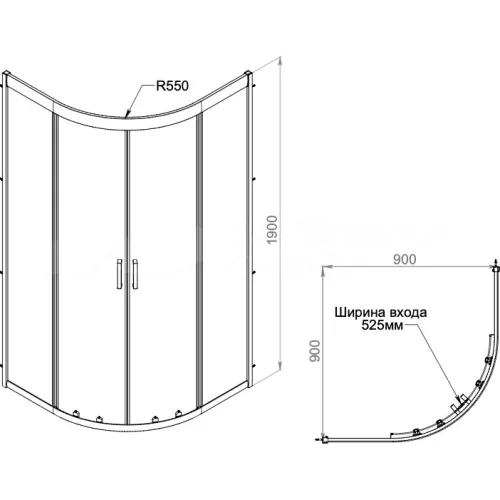 Душевой уголок ZE911B PARLY с поддоном, изображение 3