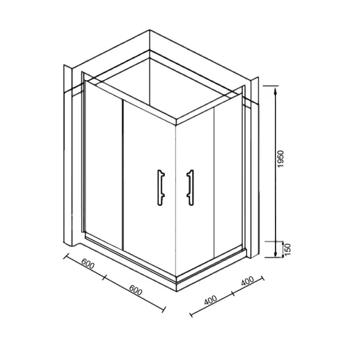 Душевой  уголок  ZQ121B PARLY с поддоном, Цвет стекла: прозрачное, Цвет профиля: Черный, Выбрать размер: 120х80, изображение 3