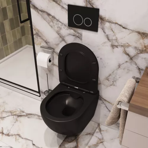 Унитаз Ceruttispa SELLA Aria MB CT9160 подвесной безободковый черный матовый, изображение 3