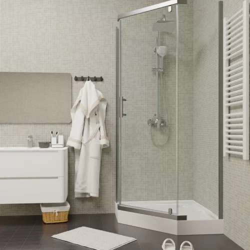 Душевой  уголок ZPE911TE  PARLY с поддоном, Цвет стекла: прозрачное, Цвет профиля: Хром, Выбрать размер: 90х90, изображение 2