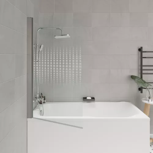 Шторка на ванну F04 PARLY, Цвет стекла: с рисунком, Цвет профиля: Хром, Выбрать размер: 75, изображение 2