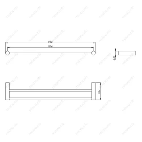 Двойная штанга для полотенец MELANA сатин хром MLN-865002, изображение 2