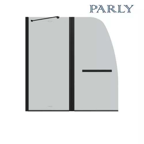 Шторка  на ванну F03B PARLY распашная, Цвет стекла: прозрачное, Цвет профиля: Черный, Выбрать размер: 120, изображение 4