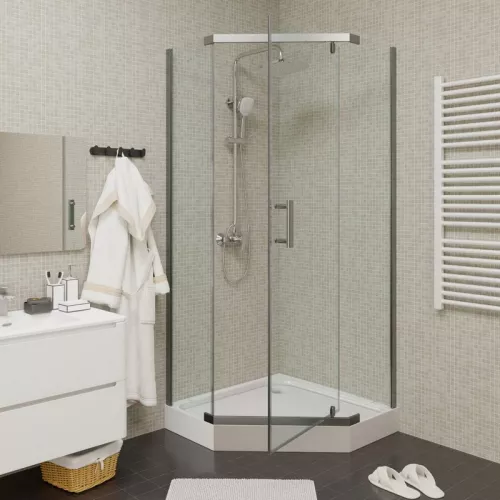 Душевой  уголок ZPE911TE  PARLY с поддоном, Цвет стекла: прозрачное, Цвет профиля: Хром, Выбрать размер: 90х90, изображение 3