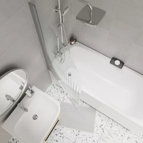 Шторка на ванну F04 PARLY, Цвет стекла: с рисунком, Цвет профиля: Хром, Выбрать размер: 75, изображение 3