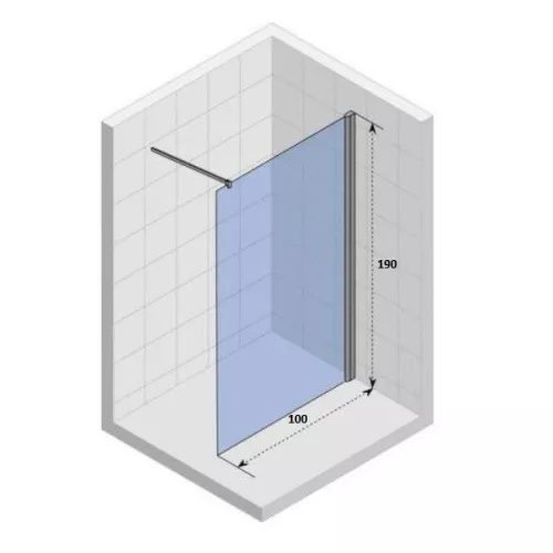 Душевая перегородка PARLY  T100G, Цвет стекла: прозрачное, Цвет профиля: Черный, Выбрать размер: 100, изображение 3