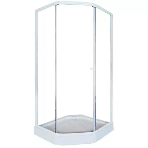 Душевой  уголок ZEP91  PARLY с поддоном (90х90х197), Цвет стекла: прозрачное, Цвет профиля: Белый, Выбрать размер: 90х90, изображение 4