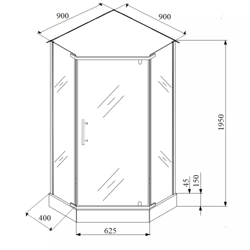 Душевой  уголок ZPE911TE  PARLY с поддоном, Цвет стекла: прозрачное, Цвет профиля: Хром, Выбрать размер: 90х90, изображение 4