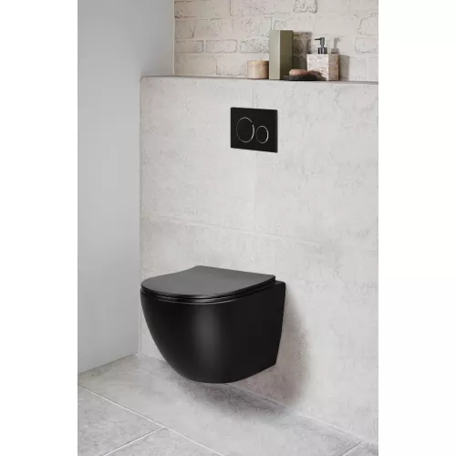 Унитаз Ceruttispa SELLA Aria MB CT9160 подвесной безободковый черный матовый, изображение 5