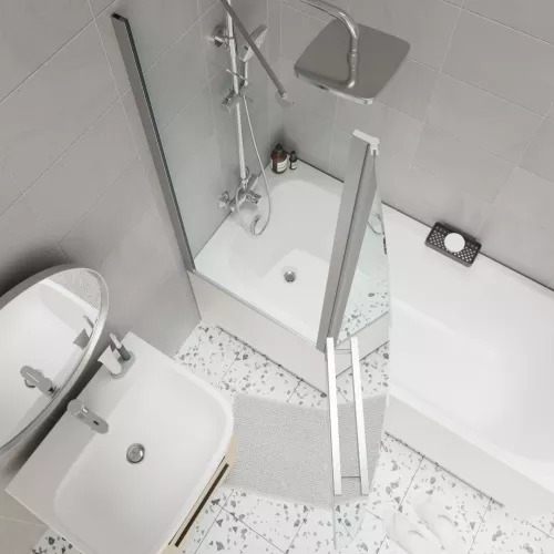 Шторка на ванну  F03 PARLY, Цвет стекла: прозрачное, Цвет профиля: Хром, Выбрать размер: 120, изображение 4