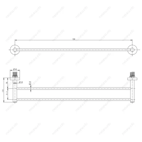 Двойная штанга для полотенец MELANA сатин хром MLN-867002, изображение 2