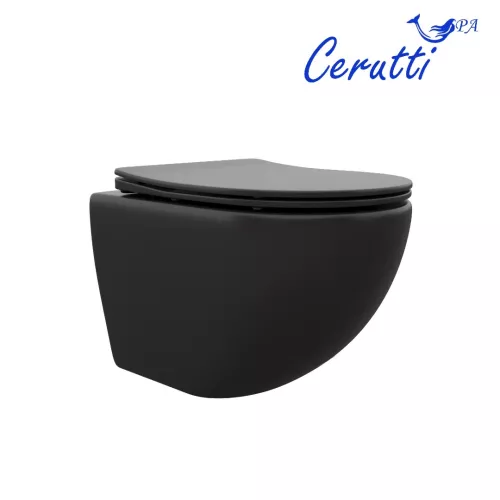 Унитаз Ceruttispa SELLA Aria MB CT9160 подвесной безободковый черный матовый, изображение 6