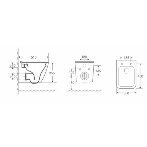 УнитазCeruttispa  MIMI Aria MB CT8920 подвесной безободковый черный матовый, изображение 9