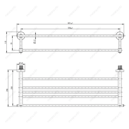 Полка для полотенец MELANA сатин хром MLN-861003, изображение 2