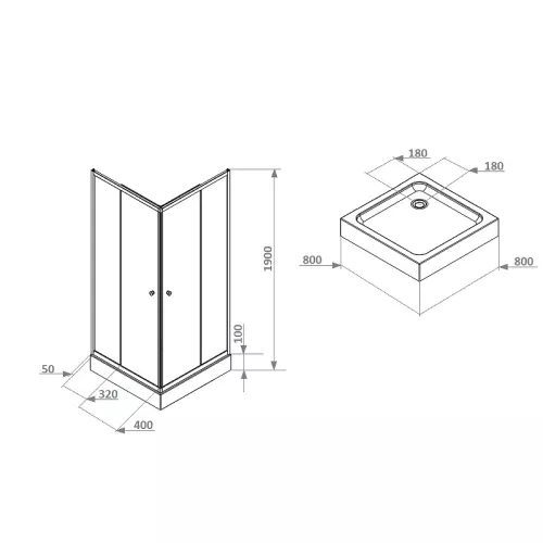 Душевой  уголок ZFQ81 PARLY с поддоном (80х80х195), Цвет стекла: матовое, Цвет профиля: Белый, Выбрать размер: 80х80, изображение 6