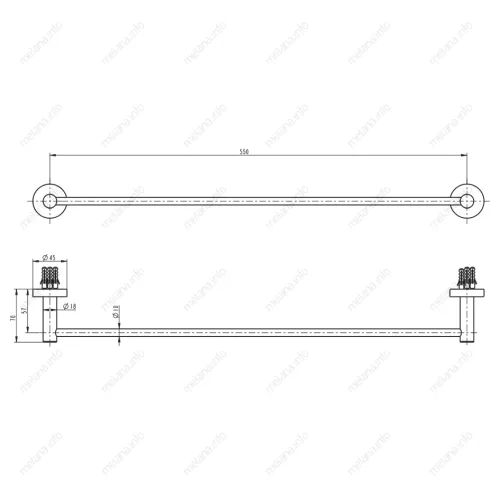 Штанга для полотенец MELANA сатин хром MLN-867001, изображение 2
