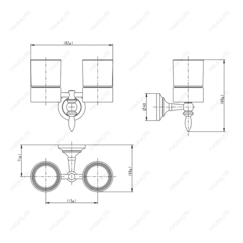 Стакан подвесной двойной MELANA хром+золото MLN-820011, изображение 2