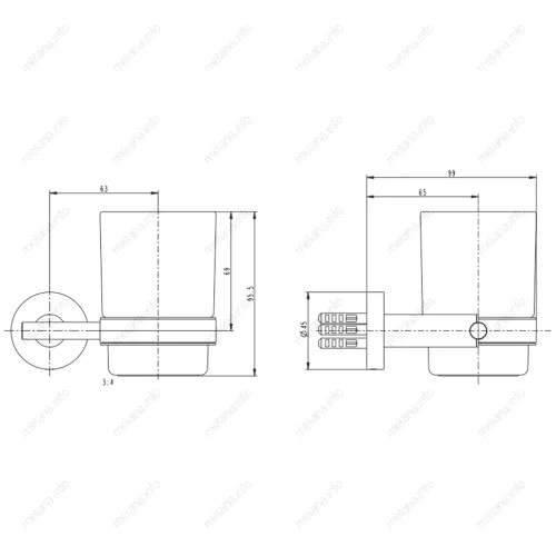Стакан подвесной MELANA сатин хром MLN-861010, изображение 2