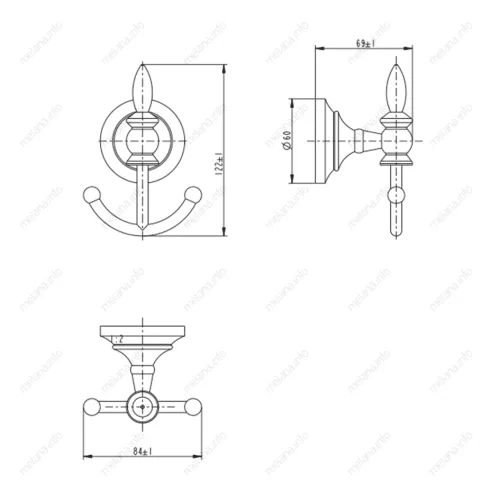 Крючок двойной MELANA хром+золото MLN-820008, изображение 2