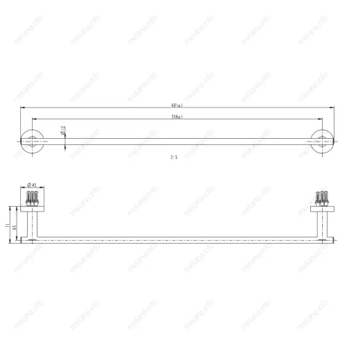 Штанга для полотенец MELANA сатин хром MLN-861001, изображение 2