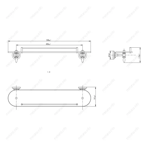 Полка стеклянная MELANA хром+золото MLN-820004, изображение 2