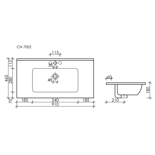Умывальник Ceramica Nova  накладной прямоугольный (цвет Черный Матовый) Element 910*465*180мм, Ширина , в см: 91, Выбрать цвет: Черный, изображение 3