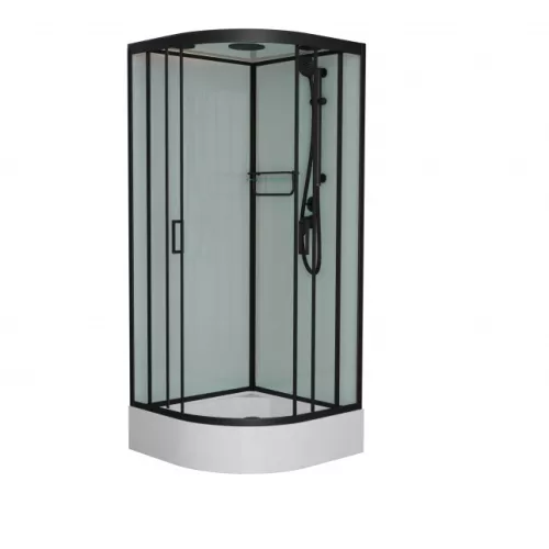 Душевые кабины и сауны: Душевая кабина Frank F400/1 Black 100х100 средний поддон/ прозрачное стекло 1 в магазине Акватория