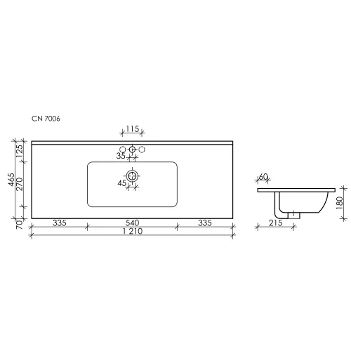 Умывальник Ceramica Nova накладной прямоугольный (цвет Черный Матовый) Element 1210*465*180мм, Ширина , в см: 121, Выбрать цвет: Черный, изображение 3