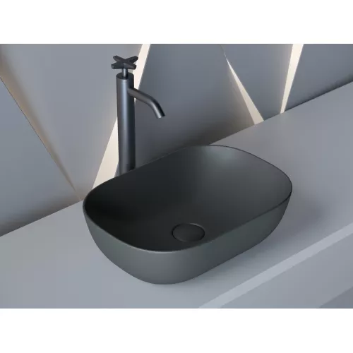 Умывальник чаша Ceramica Nova накладная прямоугольная (цвет Темный Антрацит Матовый) Element 455*325*135мм, Выбрать цвет: Темно-серый