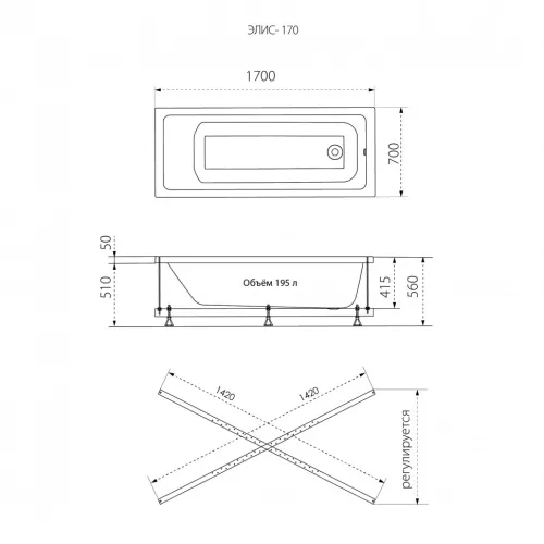 Ванна акриловая Triton Элис 170, изображение 7