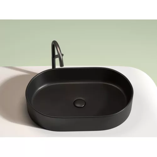 Умывальник чаша Ceramica Nova накладная овальная (цвет Черный Матовый) Element 608*385*122мм, Выбрать цвет: Черный, изображение 2