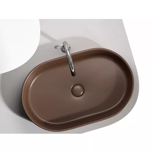 Умывальник чаша Ceramica Nova накладная овальная (цвет Темно-Коричневый Матовый) Element 608*385*122мм, Выбрать цвет: Коричневый, изображение 2