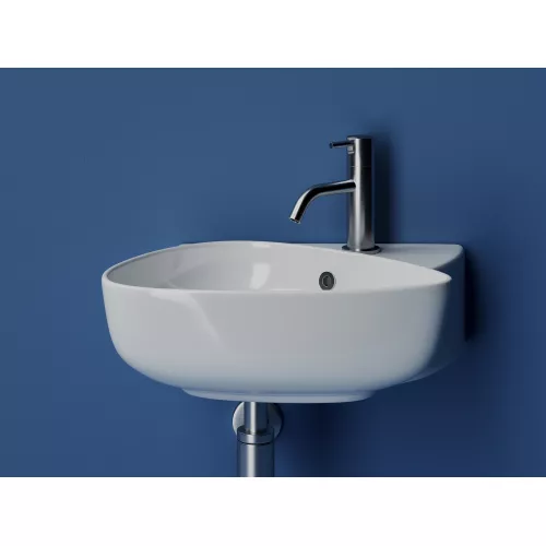 Раковина подвесная Ceramica Nova с отверстием под смеситель, с системой слива- перелива, 495*350*155, цвет белый, изображение 3