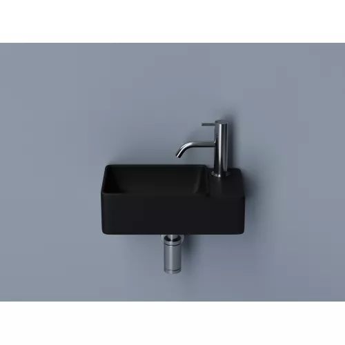 Ceramica Nova Умывальник подвесной прямоугольный (чаша слева, отверстие под смеситель справа) цвет черный матовый Element 395*220*125мм, Выбрать цвет: Черный, Ориентация: правая, изображение 2