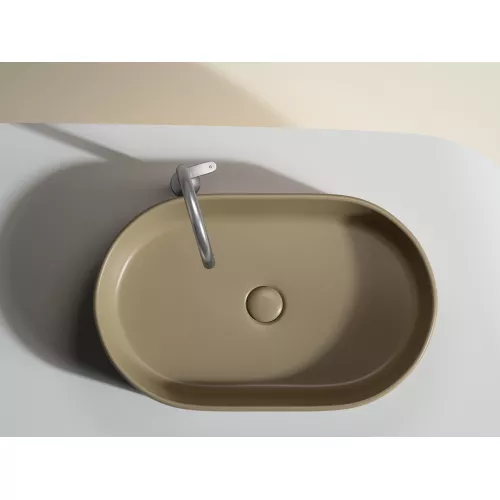 Умывальник чаша Ceramica Nova накладная овальная (цвет Капучино Матовый) Element 608*385*122мм, Выбрать цвет: Бежевый, изображение 3