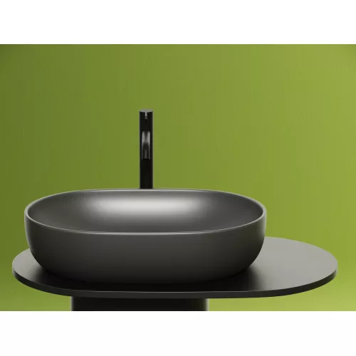 Умывальник чаша Ceramica Nova накладная овальная (цвет Темный Антрацит Матовый) Element 600*415*135мм, Выбрать цвет: Темно-серый, изображение 5